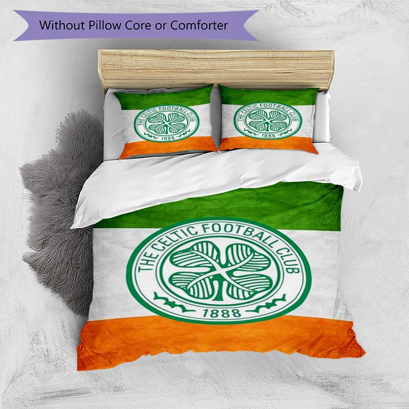 Celtic Football Club Crest Printed Pattern Duvet Cover Set – Includes 1 Duvet Cover and 2 Matching Pillowcases Bedroom Decor Christmas Gifts