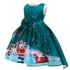 Vestido de Piano de Cetim de Desenho Animado de Natal Europeu e Americano para Meninas