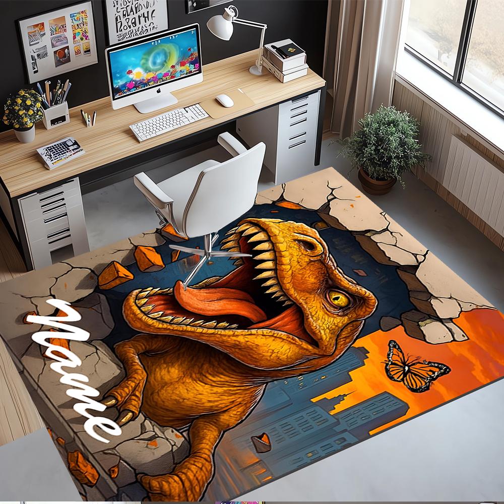 Custom Name Dinosaur Printed Carpet,Rug for Office Chair Living Room Bedroom Kitchen Room Decor Gifts.