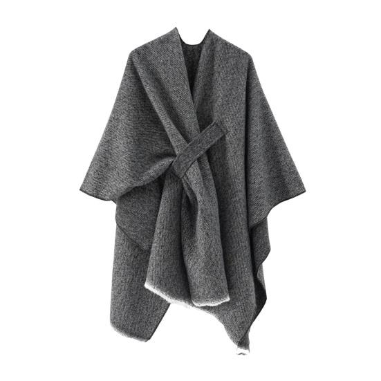 Women Shawl Scarf Solid Color Knitted Shawl Wrap Imitation Cashmere Shoulder Top Sweater Shawl Fashion Accessory