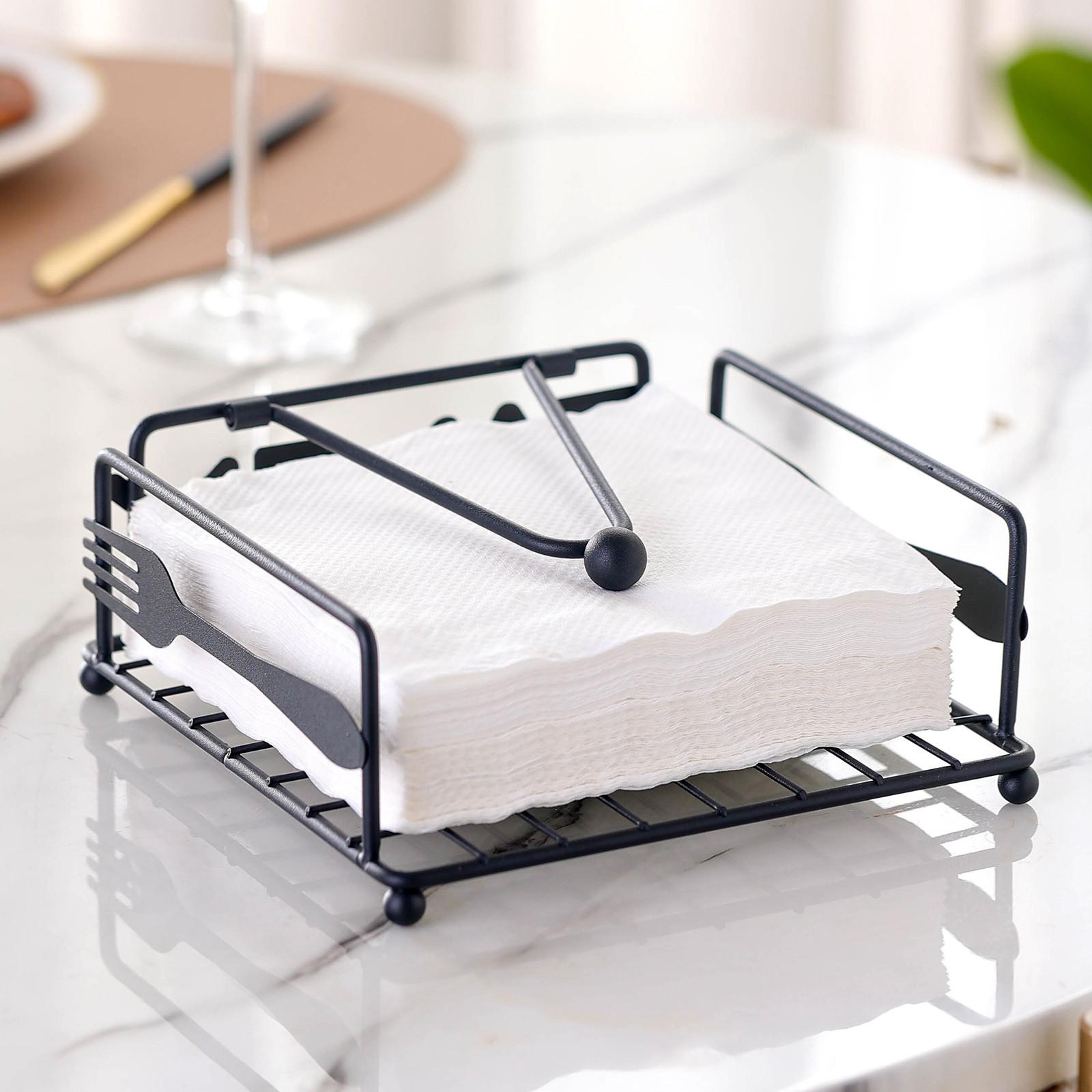 

Square Metal Napkin Holder with Grid Design Durable Iron Construction for Kitchen Table Countertop or Dining Room Use One Size чорний