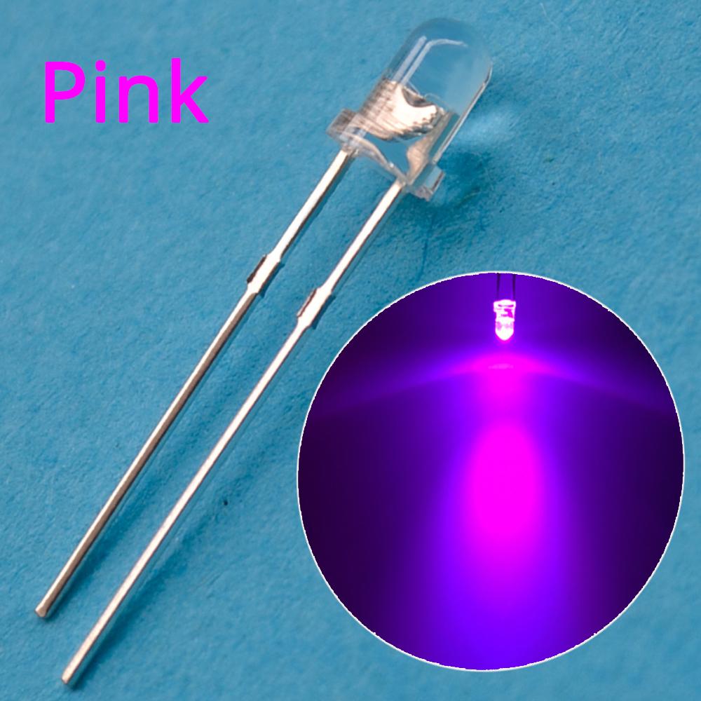100Pcs White Blue Red Yellow Green 5mm 3mm Round LED Assortment Kit Ultra Super Bright Light Emitting 6000-6500k Diode Bulb Lamp