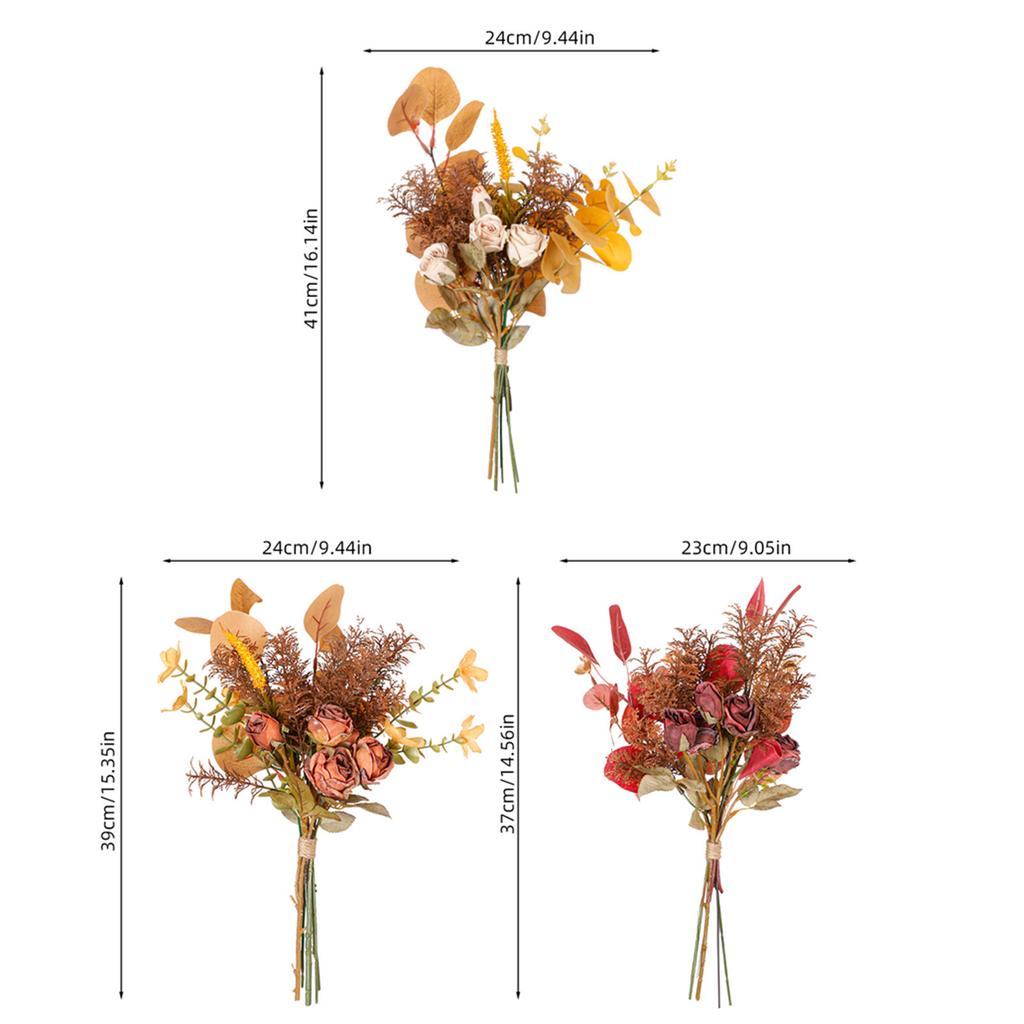 Autumn Bouquets Artificial Rose Flowers Silk Maple Leaves Fall Decoration DIY Flower Arrangement for Wedding Home Garden