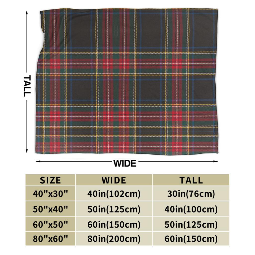 Plaid Stewart Black Tartan Blanket Flannel Decoration Portable Lightweight Thin Throw Blanket for Bed Bedroom Rug Piece