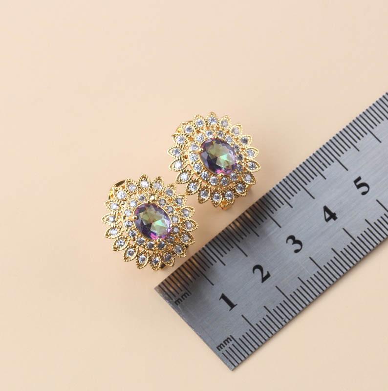 African Wedding Necklace Big Sunflowe Jewelry Sets  Gold Plated Luxury Woman Earrings Charm Bracelet And Ring Bridal Costume