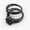 Gorgeous Black Full Zircon Couple Ring Fashion Men's Stainless Steel Ring Elegant Women's Heart-shaped 2pcs Wedding Jewelry Gift