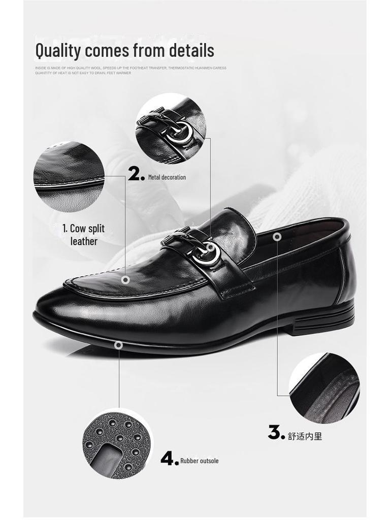 Korean Men's Leather Loafers: Comfortable, Breathable, Business Casual, British Fashion Formal Shoes.