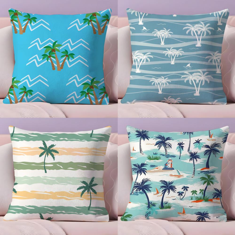 Plam Trees Flowers Cushion Cover Soft Plush Throw Pillow Cushion CoverDoubleSided Printed Pillow Case for Sofa Home Decor