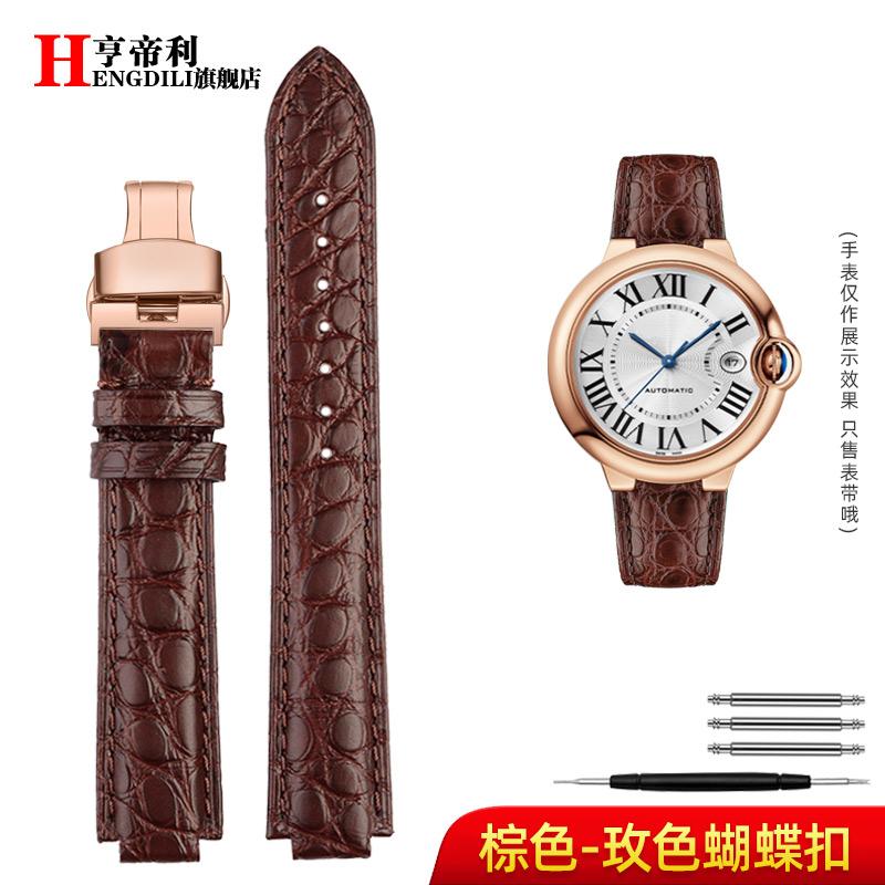 18-11mm 20-12mm Crocodile Genuine Leather Watchband For Cartier Blue Balloon Wsbb0025 Bracelet Watch Men's Women's Replace Strap