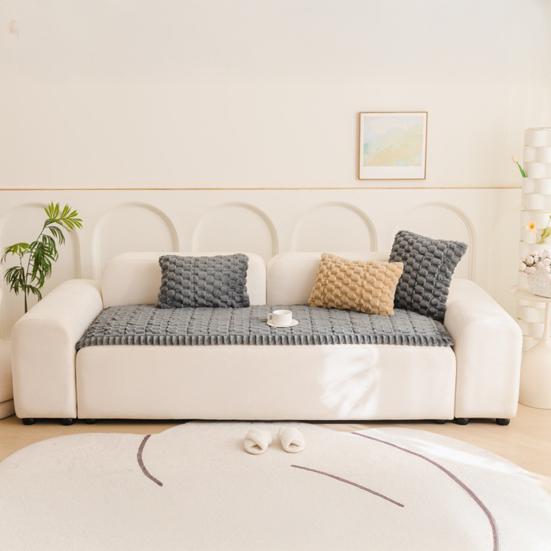 Thick Plush Couch Cover Fuzzy Pet Couch Cover Winter Non Slip Warm Sofa Slipcover