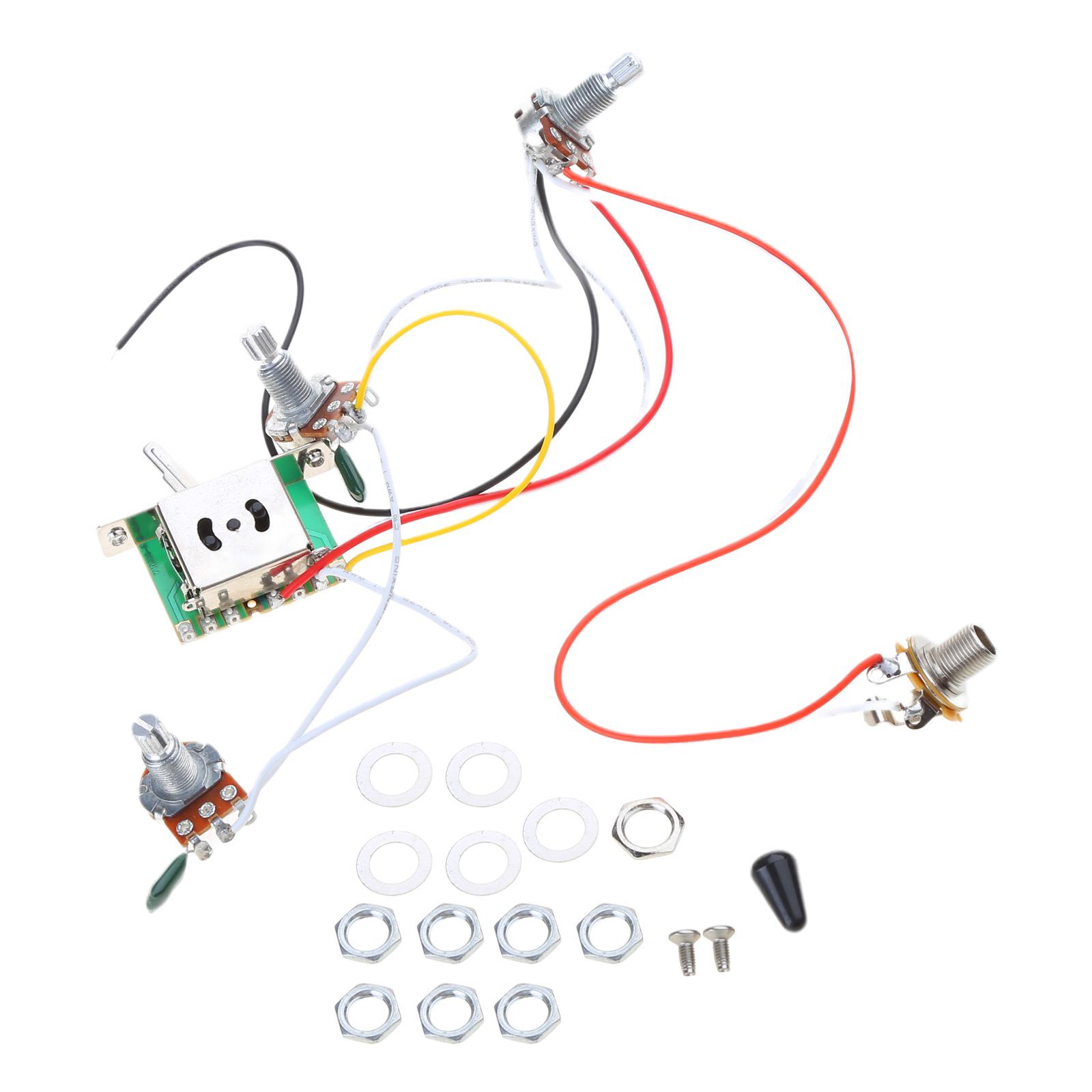 

1V 1T Wiring Kits 3 Way 500K Wiring Harness Prewired Guitar Wiring Hareness for Electric Guitar Bass Repair Replacement