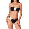 Women's Soild Color 3D Floral Split Top Fashionable Beach Bikini Swimsuit