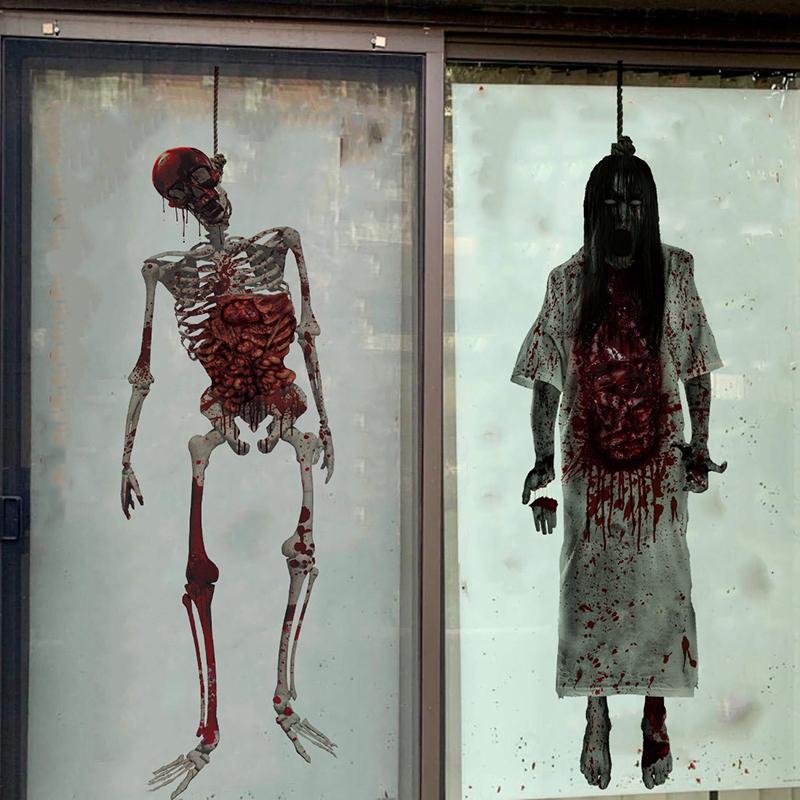 Halloween Suspending Corpse Ghost Monster Ghost Shadow Window Sticker Spooky Glass Halloween Party Decor Electrostatic Sticker 5