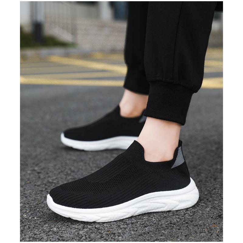 Men's Fly-woven Mesh Casual Sneakers Unisex Slip on Soft Sole Light Running Sports Shoes Chunky Hiking Casuals Zapatillas Hombre