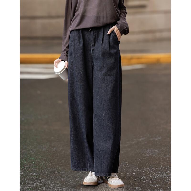 

Demana Women s Pear-Shaped Fit Pleated Waist Straight Leg Jeans L