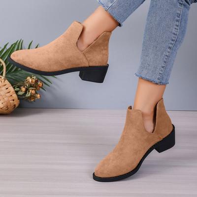 Fashion Boot for Women Women'S Fashionable Suede Pull On Zipper Low Top Casual Pointed Toe Classic Ankle Boots Boot Cut Out 36-43