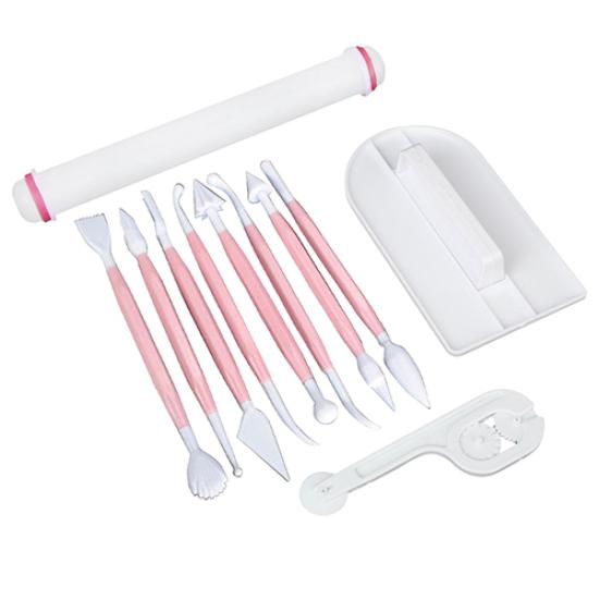 

11 шт., набор инструментов для раскатки сахарной помадки, гладкий резак для тиснения, для выпечки, набор инструментов