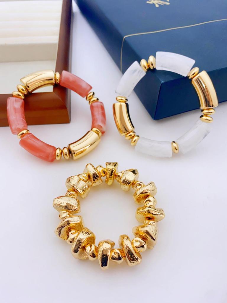 European & American 3-Piece Acrylic Bamboo Bead Necklace