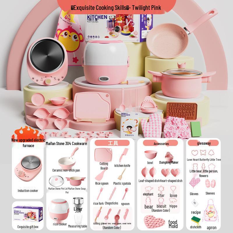 Mini Kitchen Set: Real Cooking & Eating Educational Toy for Boys & Girls - Perfect Children's Day Gift