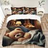 3-teiliges Anime-Teddybär-Bettwäscheset - Enthält einen Bettbezug und zwei Kissenbezüge (Kein Kern) - Perfekt für Schlafzimmer- und Gästezimmerdekoration,