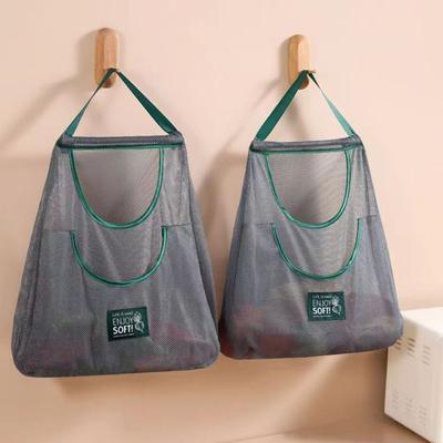 Neuer wiederverwendbarer Küchen-Hänge-Netzbeutel Polyester Wandmontierter Aufbewahrungsbeutel Großes Fassungsvermögen Netztasche