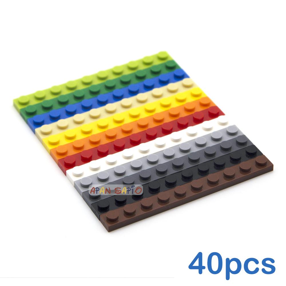 40pcs DIY Building Blocks Thin Figures Bricks 1x10 Dots 12Color Educational Creative Size Compatible With 4477 Toys for Children