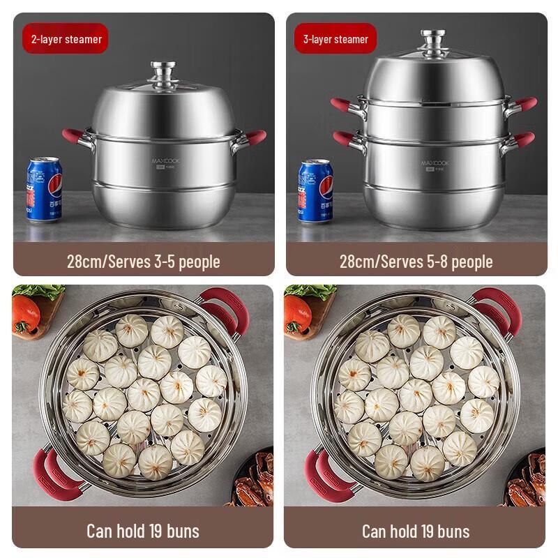 Meichu Edelstahl Doppelschicht Dämpfertopf