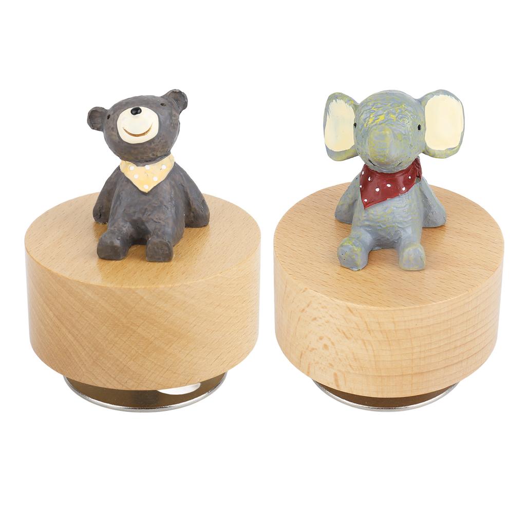 Music Box Round Shape Animal Style Pleasing Melody Exquisite  Wooden Musical Box for Kids Fam