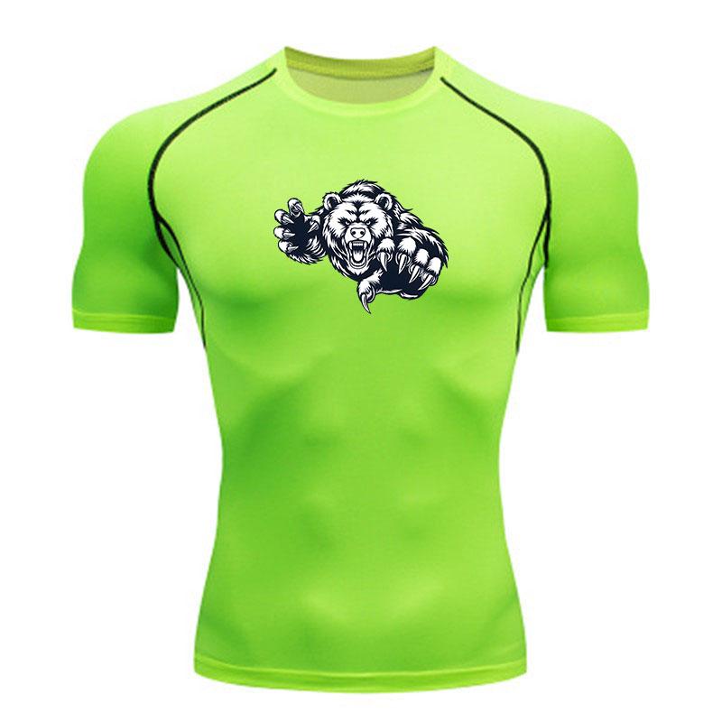 Men's Compression Athletic T-Shirt, Angry Wild Bear Graphic