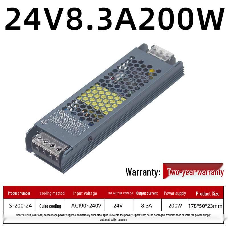 Ultra-Thin LED Power Supply for Light Strips: 220V To 24V/12V Silent Transformer for Advertising Displays.