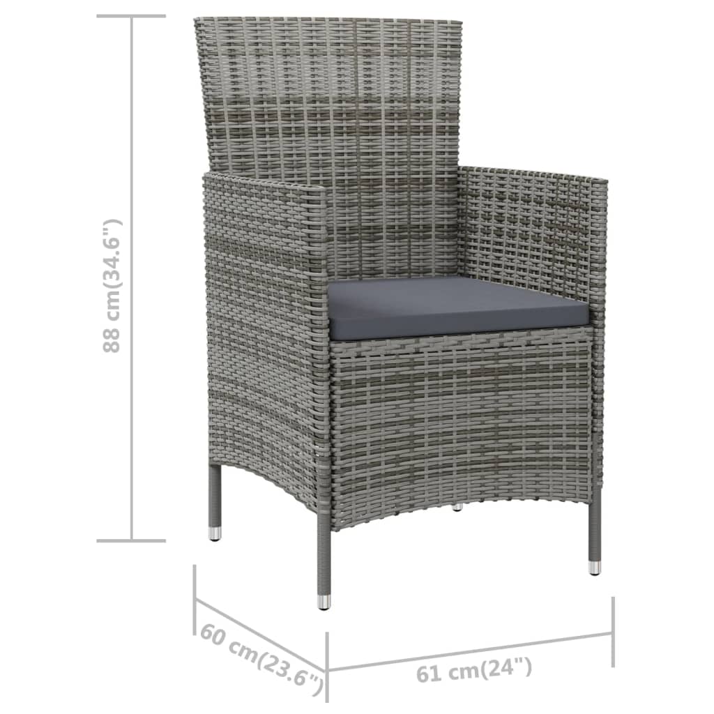 Garden Chairs with Cushions 4 pcs Grey Poly Rattan