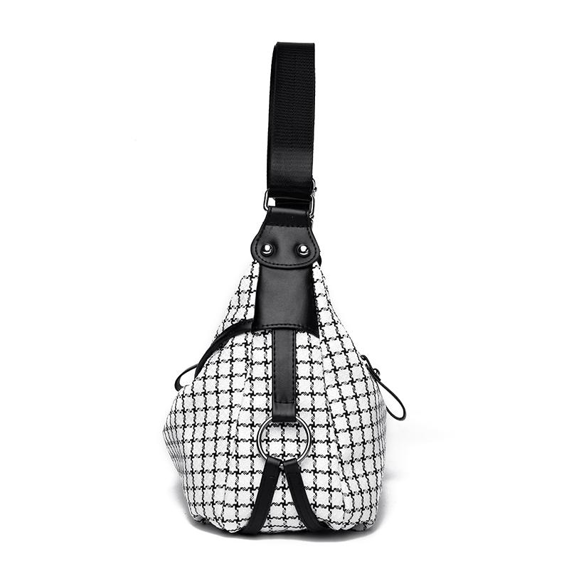 Desinvolte Женская сумка через плечо большой вместимости в модную клетку белый — фото 4