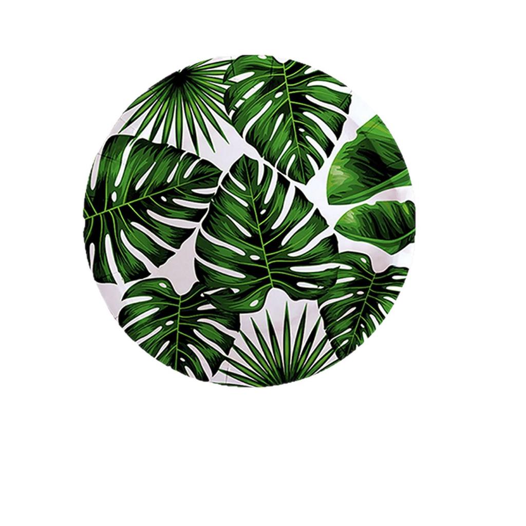 Tropical Hawaiian Leaves Party Set: Paper Plates, Cups, Napkins, and Tablecloth for Summer Theme Decor