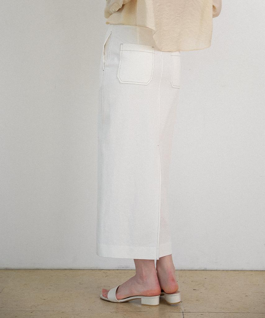 Biyul Minimal Stitch Cotton Long Skirt_2 Colors