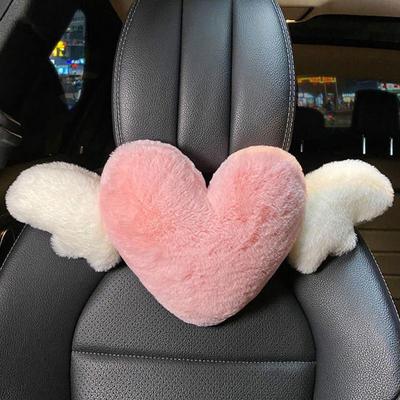 Heart-Shaped Car Headrest Plush Love Neck Pillow Seat Back Pillow Lumbar Support Cushion Universal Car Accessories