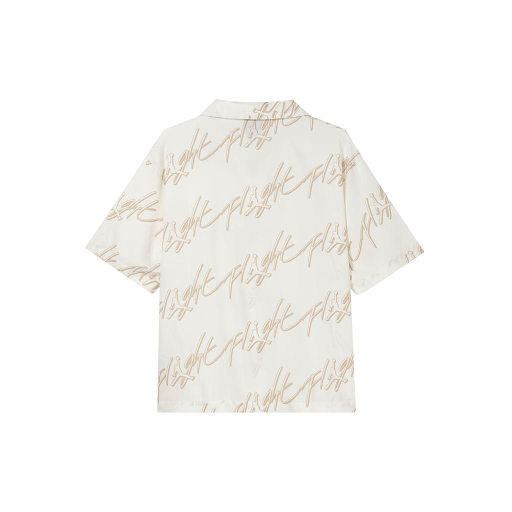 Jordan Allover Logo Print Locker geschnittenes Kurzarmhemd Herren Tops Weiß FB7323-133