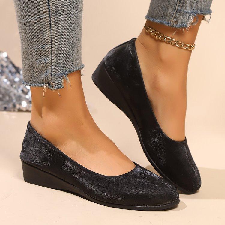 Women's Plus Size Satin Wedge Shoes Spring Retro Hong Kong Style