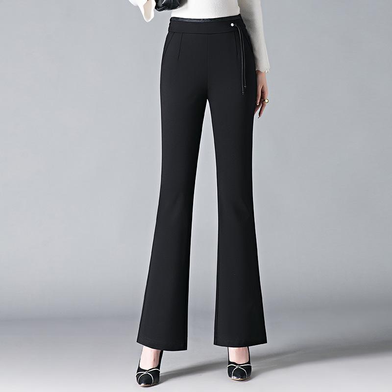 

Women s Spring Slim Fit High Waist Flare Pants - Versatile and Casual L (106-115 kg) чёрный
