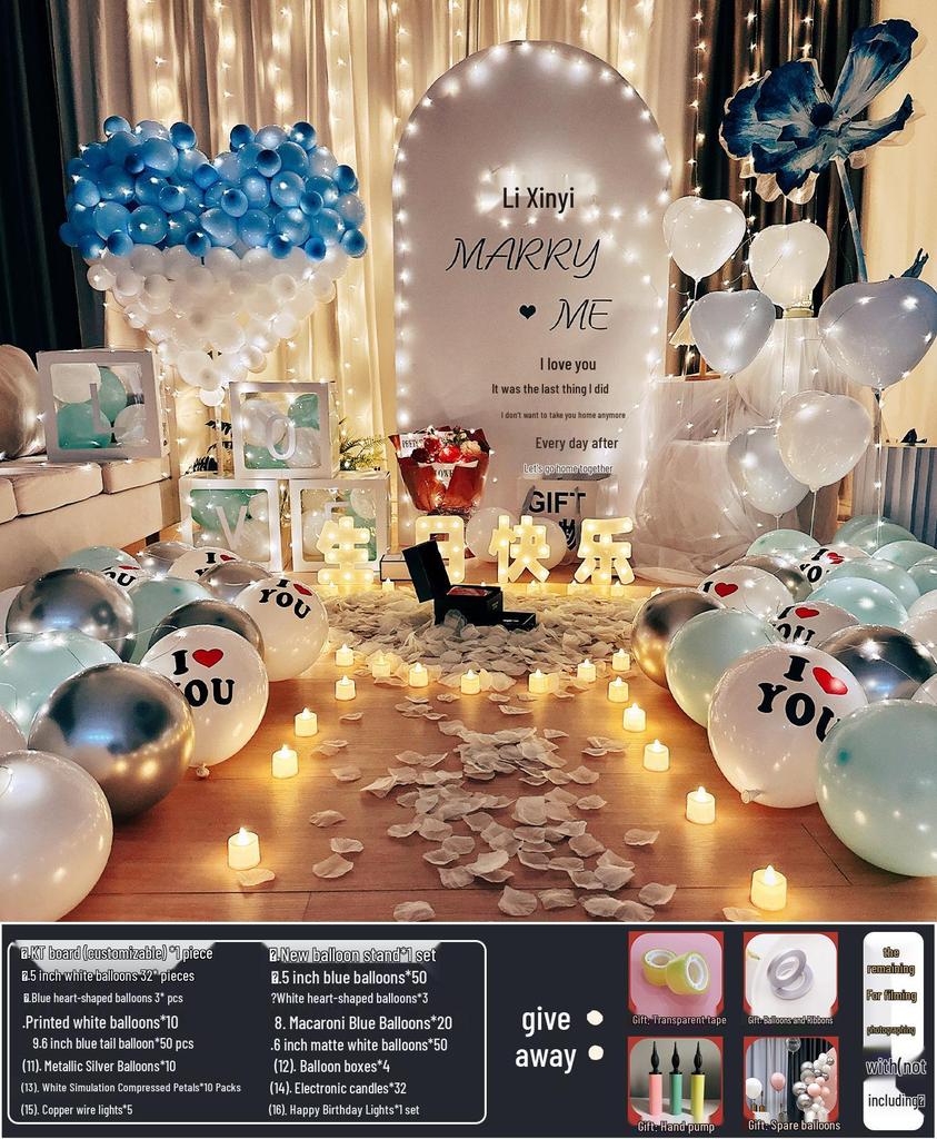Anniversary Romantic Scene Decoration: Valentine's Confession Bedroom Proposal Balloon Wall Set