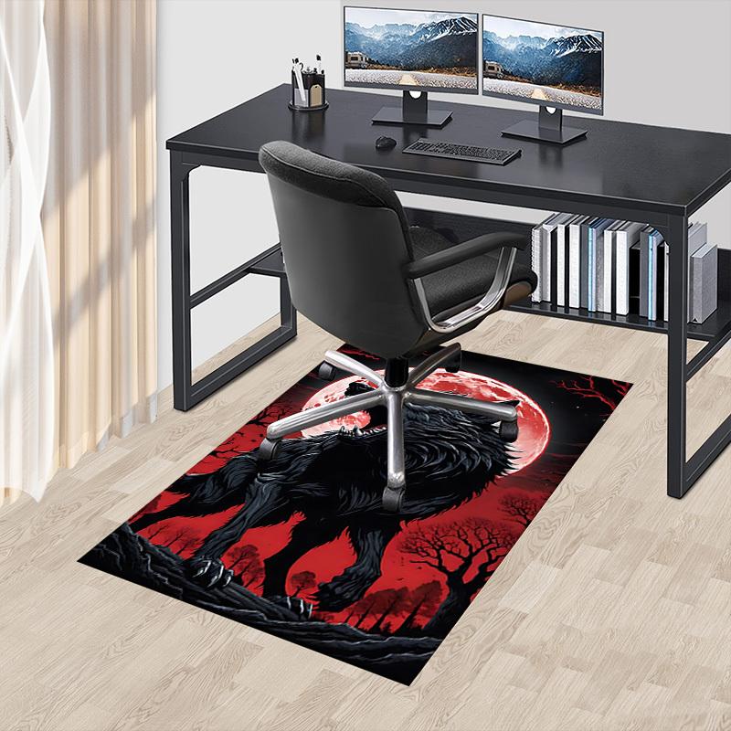 1pc Wolf Howling Moon Carpet Anti Slip Polyester Floor Mat for office.Bedroom