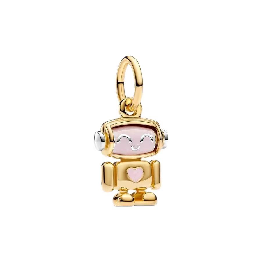 New Copper Robot Radio Biological Mirror Glass Crystal Ball Fine Charm Beads Fit For Original Bracelets Diy Women'S Jewelry