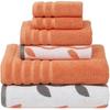 Organic Vines 6Piece 100 Cotton Towel Set Yarn Dyed Jacquard Solid Design for Bathroom and Spa Use Includes 2 Bath Towels 2 Han