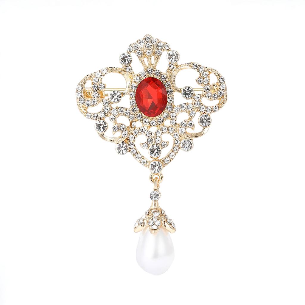 Retro Palace Style Emerald Hollow Hanging Beads for High-end Women with Luxurious Temperament Brooch