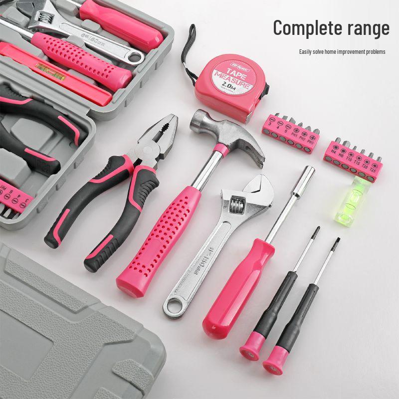 HiSpec Household Tool Set: Includes Pliers, Flathead & Phillips Screwdrivers, Tape Measure, Wrench, for Home Repairs.