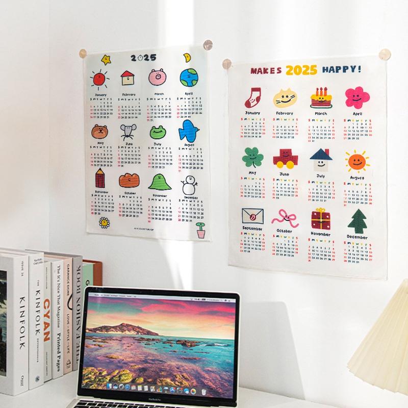 Calendario 2025 Arazzo da Parete Decorativo Appeso Stoffa Decorazione Parete Stanza Oggetti di Scena per Foto Calendario a Arazzo 2025