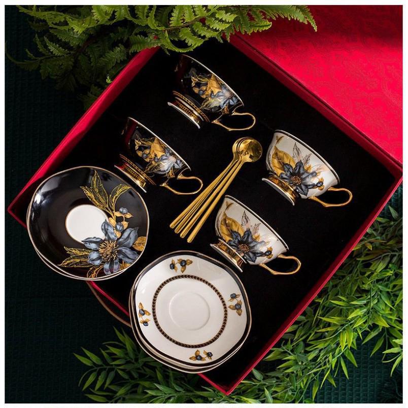 Luxury Retro Bone China Coffee Cup & Saucer Set - Elegant Gift Box, Perfect for Afternoon Tea or Souvenirs