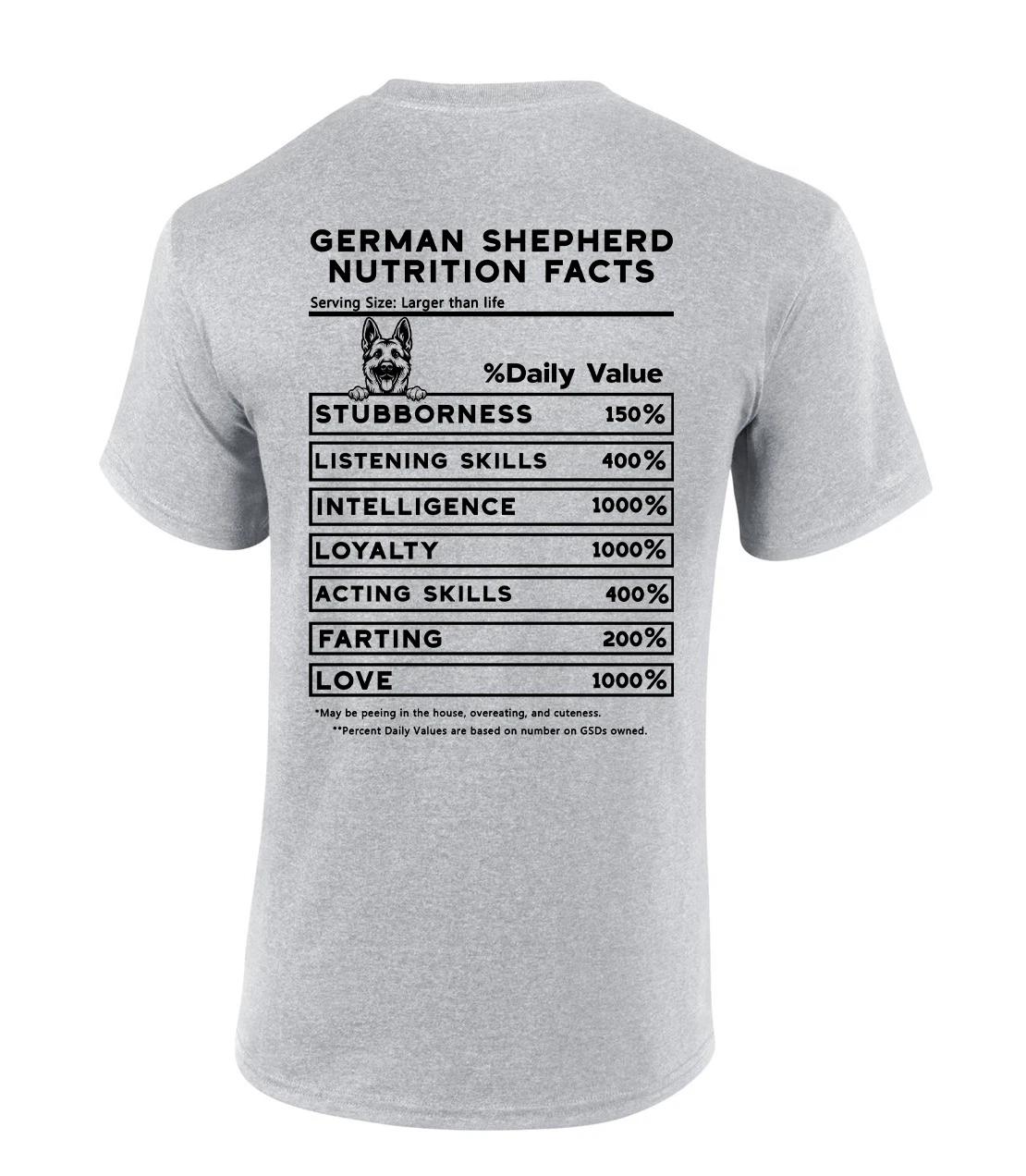 Trenz Shirt Company Dog Breed Nutrition Facts Graphic Short-Sleeve T-Shirt S