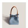 New Trendy Niche Design Denim Splicing Versatile Hand-held Women's Bag Casual Canvas Vegetable Basket Bucket Bag