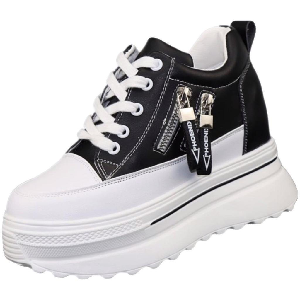 Inner Height Increase Women's New Autumn Soft Leather Small Muffin Shoes Platform Dad Shoes Women's Shoes