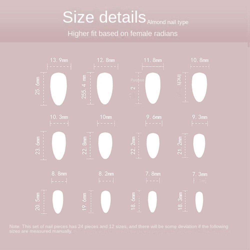 24pcs Manicure Diy Lines Moon Stars Press On Nails Blue Flowers French Eyes Long Almond False Nails